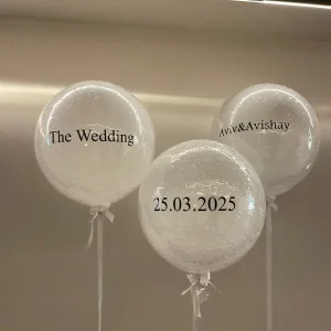 בלוני בועה שקופים עם הדפס אישי לחתונה