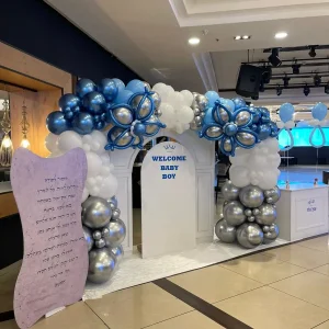 עיצוב בלונים יוקרתי לברית - Welcome Baby Boy